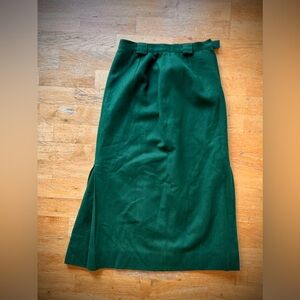 Vintage 100% Wool Forest Green Pencil Skirt | Tailored Midi